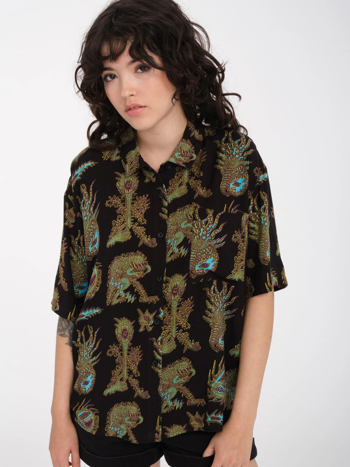 Camisa para mujer Volcom Fa Tetsunori Black