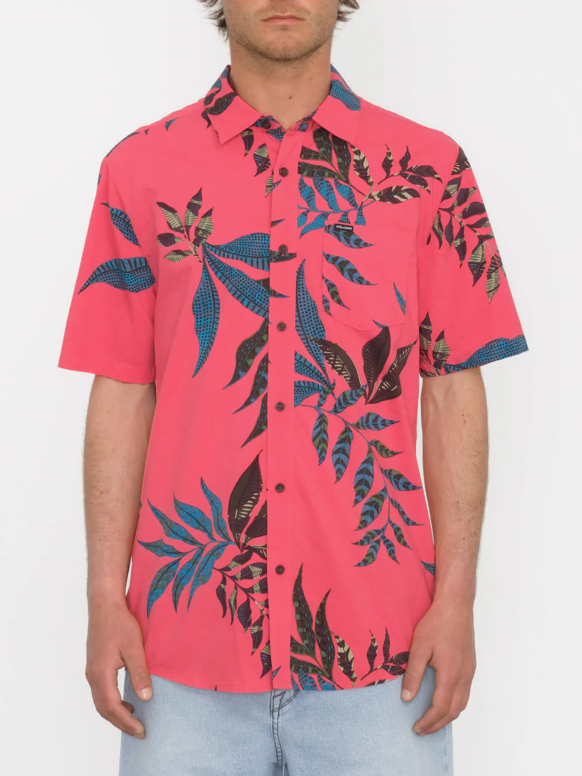 Camisa para hombre Volcom Paradiso Floral Washed Ruby