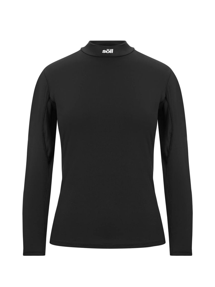 Camiseta térmica de esquí para mujer Soll Turtleneck Black