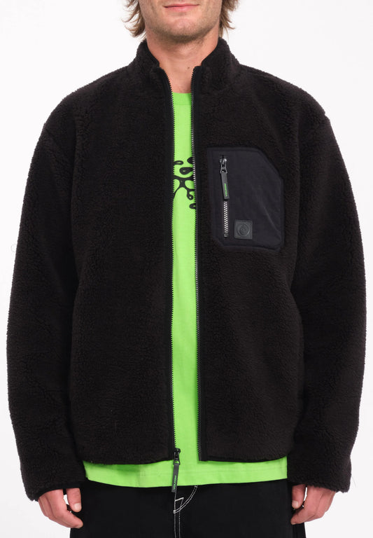 Forro Polar Volcom Muzzer Fuzzar Zip Negro